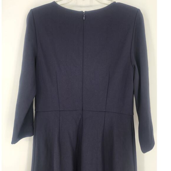 Talbots Navy Fit & Flare Dress w/ Grommet Scarf Detail Size 8 - Picture 8 of 12